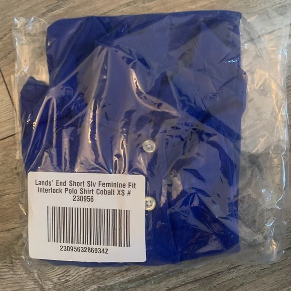 NWT‎ LANDS' END SHORT SLEEVE FEMININE FIT INTERLOCK POLO SHIRT COBALT XS - Picture 4 of 6